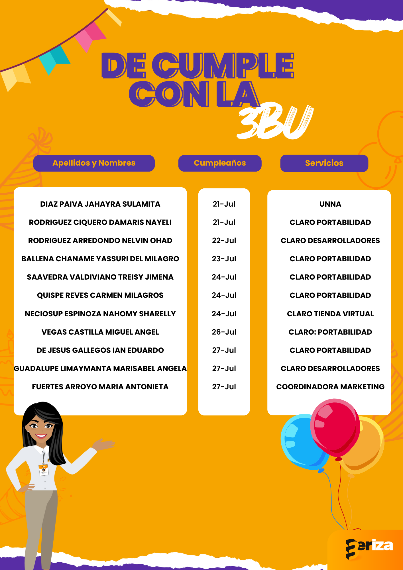CUMPLEAÑEROS DE LA SEMANA 🎊🎉